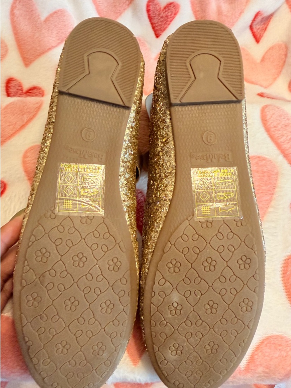 Bella Marie Gold Glitter Ballet Flats with Ankle Strap - Picture 5 of 5